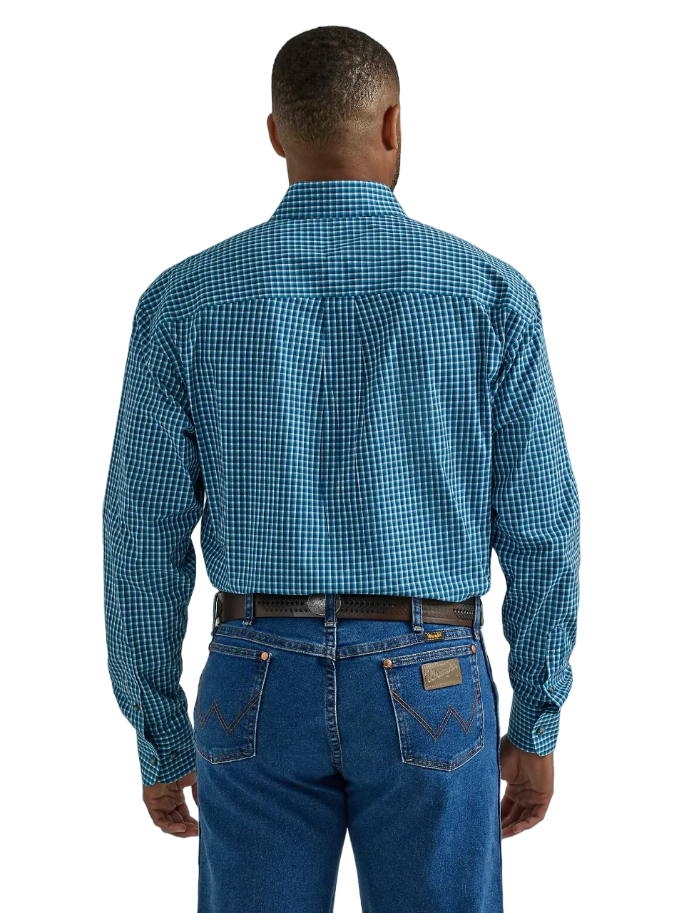 Wrangler Men's Turquoise George Strait Long Sleeve Two Pocket Shirt