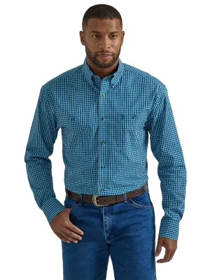 Wrangler Men's Turquoise George Strait Long Sleeve Two Pocket Shirt