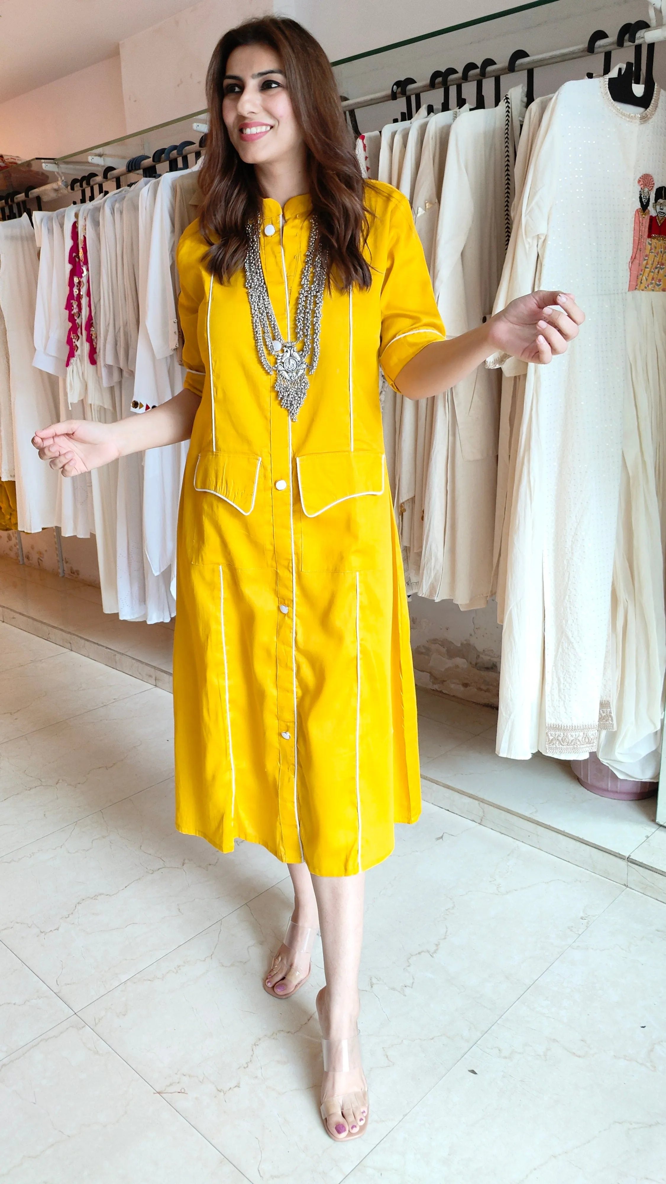 Yellow Pinstripe Dress