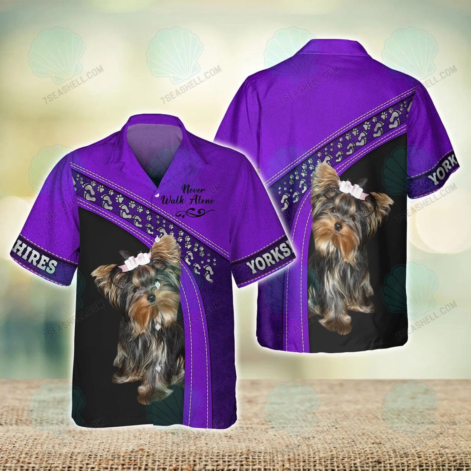 Yorkshire Terrier Love Purple Never Walk Alone 3D Full Print Christmas Shirts