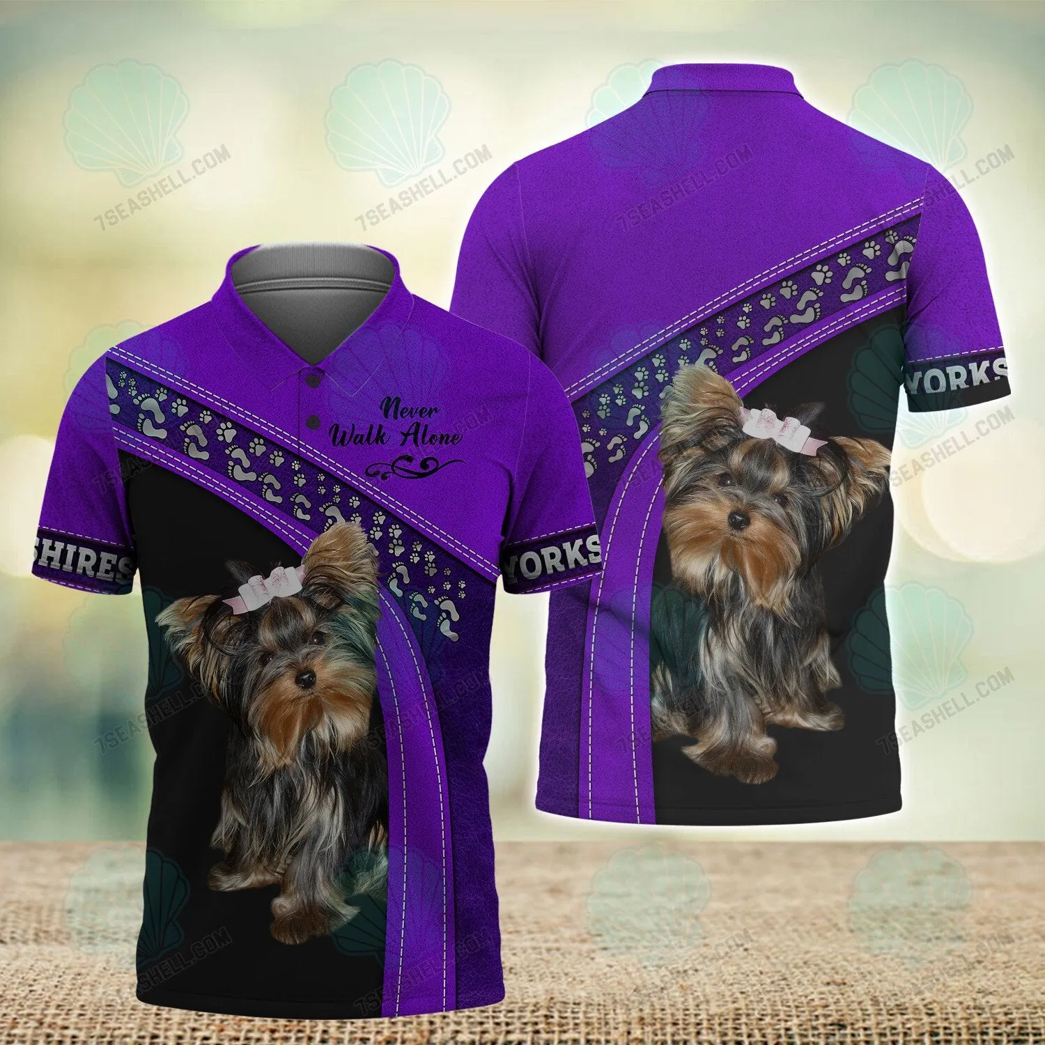 Yorkshire Terrier Love Purple Never Walk Alone 3D Full Print Christmas Shirts